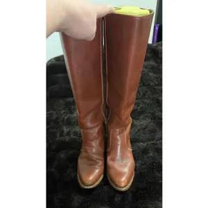 Vintage Womens 8.5 Dexter Campus Boots Tall Western Riding Stacked Leather Heel thumbnail 2