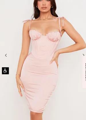 House Of CB Alma Midi Pink Corset Dress thumbnail 1
