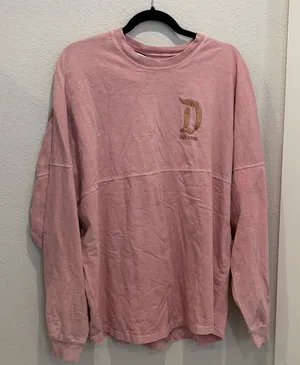 Disney Parks Pink Spirit Jersey Glitter‎ “D” Est. 1955 Long Sleeve Oversized Top thumbnail 1