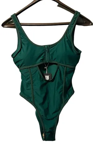 Shekini One‎ Piece Swimsuit Size Medium Zip Up Chest NWT Beach Travel Vacation thumbnail 1