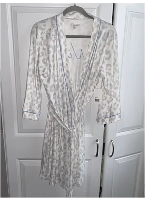 PJ Salvage Leopard Print Honeymoon Knit Bridal Wifey Embroidered Robe Small NWT thumbnail 5