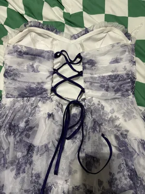 Pear cloture purple floral prom dress thumbnail 4