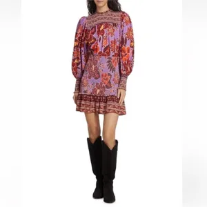 Farm Rio Sweet Floral Long Sleeve Minidress XL thumbnail 2