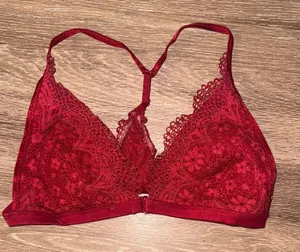Lace Triangle Bralette - Deep Red thumbnail 1