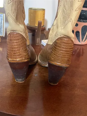 Vintage Zodiac Women’s Brown & Cream Western Cowboy Boots w/ Heel 👢🤠 thumbnail 7