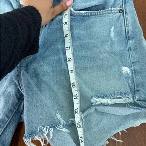 Agolde Faded Blue Frayed Jean Shorts thumbnail 4