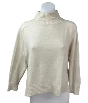 Banana Republic Women's Beige Long Sleeve Turtleneck Knit Sweater Top Size M thumbnail 1