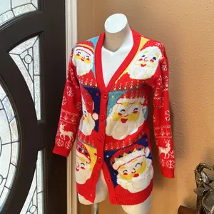 Red Christmas button up cardigan thumbnail 2