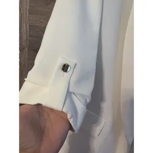 ZARA Women White Blazer Long Sleeve Full Length Button pockets Size Small thumbnail 6