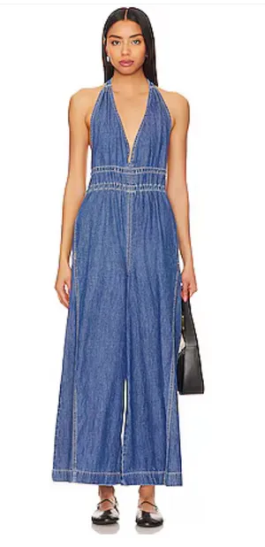 We The Free Blue Denim One-Piece Romper thumbnail 1