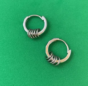 925 Silver Plated Small Hoop Earrings for Men Women,Silver Hoop Earrings,Punk Hip Hop Earrings thumbnail 4