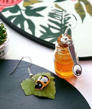 Bee & Honey Jar beautiful Dangle Earrings faux fashion‎ jewelry thumbnail 1