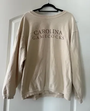 Carolina Gamecocks Beige Ribbed Sweatshirt Tan Size L thumbnail 1