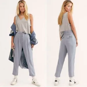 ✨ We the‎ Free Faded Love Linen Blend High-Rise Pleated Front Pants Wave Blue 27 thumbnail 2