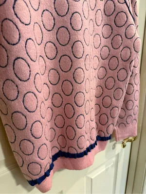 Pink Crewneck Sweater with Navy Polka Detail thumbnail 12
