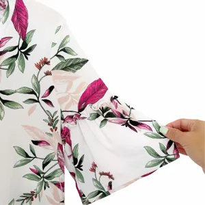 Worthington White Floral 1/2 Sleeve Blouse Sz PM thumbnail 2