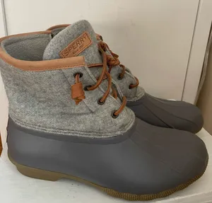Sperry Gray and Brown‎ Wool-Trim Duck Boots Size 9 thumbnail 1