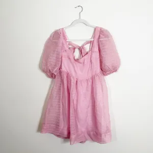 NWT BHLDN X Free People Alaine Pink Mini Dress Puff Sleeves Size 8 thumbnail 5
