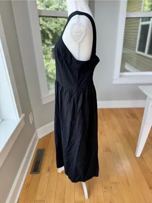 A New Day Black Linen Rayon Cross Front Midi Dress Size Large thumbnail 2