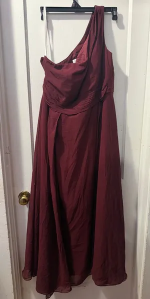 Azazie Burgundy One Shoulder Chiffon Bridesmaid Formal Dress A18 Burgundy thumbnail 1