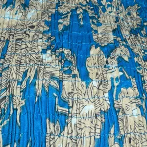 Sky Blue Smocked Dress, Floral‎ Toile, Cotton, Full Skirt, Sleeveless thumbnail 4