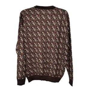 Norm Thompson Mens Geometric Knit Crewneck Sweater Brown Tan Burgundy XL 6244 thumbnail 8