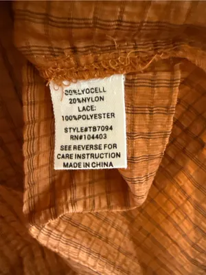 Woven Lace Yoke Puff-Sleeve Top - Tan thumbnail 4
