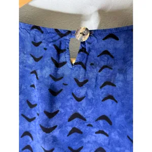 NTCO nomadic traders blue‎ black print shift mini dress rayon size medium Blue thumbnail 4