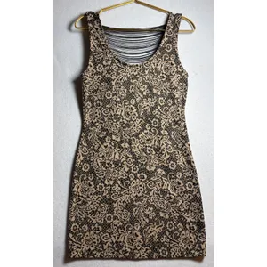 Poetry Tan Black Floral Lace Print Strappy Cage Back Bodycon Mini Dress thumbnail 4