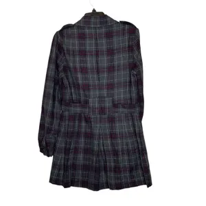 Empyre Overcoat Size Medium Gray Purple Plaid Womens Cotton Button UP &‎ Belted thumbnail 6