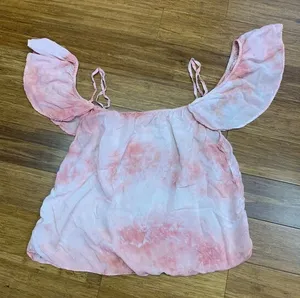 American Eagle Top Womens Small Pink Tie‎ Dye Off Shoulder Crop Blouse Summer thumbnail 1