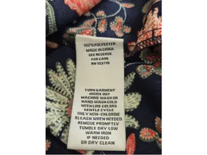 Nanette Lepore Women’s Large Floral Long Sleeve Blouse Navy Coral Rose Green thumbnail 4
