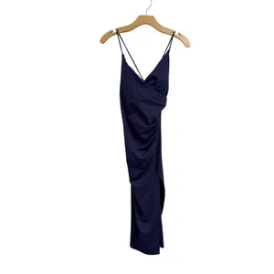 Halara Navy Blue Softlyzero Airy Ruched Side Slit Evening Midi Dress New Size XS thumbnail 3