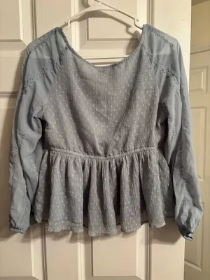 American Eagle Blouse Long Sleeve blue thumbnail 2