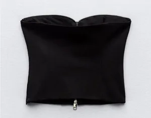 ZARA Black strapless zipper top never worn thumbnail 3