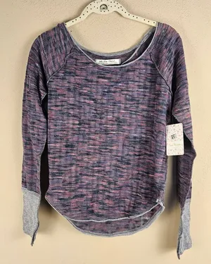 NWT We The Free People Womens Night Combo Speed Out Long Sleeve Top Medium thumbnail 1
