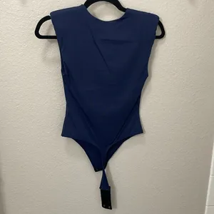 Aritzia Women's Navy Blue Padded-Shoulder Bodysuit thumbnail 5