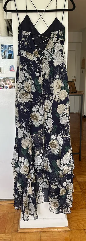 Two Sisters Navy Floral Maxi Dress thumbnail 1