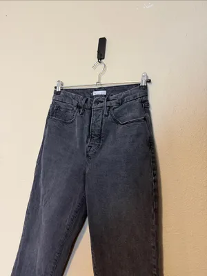 Good American Good Boy High Waist Skinny Jeans Womens Size 2/26 Raw Hem‎ Stretch thumbnail 4