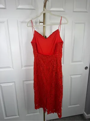 Soprano Size M Red Floral Lace Midi Dress Spaghetti Strap NWOT thumbnail 7