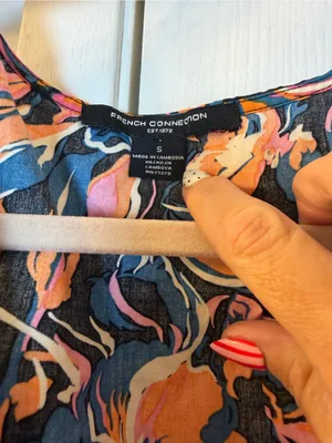 French Connection Black Maxi Dress with Pink & Orange Floral Print thumbnail 2