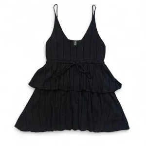 NEW MINKPINK Babydoll Flowy Boho Ruffle Tier Black Mini Dress — SMALL thumbnail 1