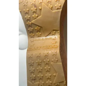 Jimmy Choo Wedge Sandals Slide 7 Tan Patent Leather Cork Heel‎ Logo Toe Plate thumbnail 10