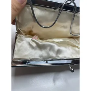 Handmade Vintage Ivory white All Beaded Top Handle Bag With Mother Of Pearl Detailing thumbnail 15