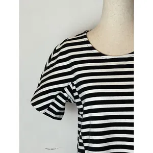 J Crew Dress Women XS Black White Striped Short Sleeve Crewneck Mini Preppy thumbnail 7