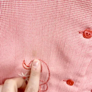 Vintage Southern Lady Jacket Women Size Small Red Gingham Floral Embroidered‎ thumbnail 5
