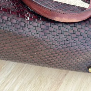 Brahmin vintage rare wicker and brown leather shoulder purse bag thumbnail 9