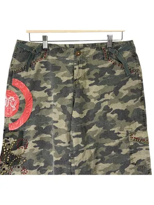 Vintage True Rebel Y2k Low Rise Embellished Cargo Shorts Size Large thumbnail 4