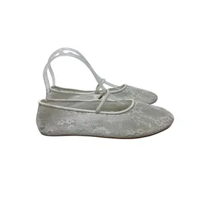 Jeffrey Campbell Swan-Lake Lace Mary Jane Ballet Flats White Bridal Size 7.5 thumbnail 4