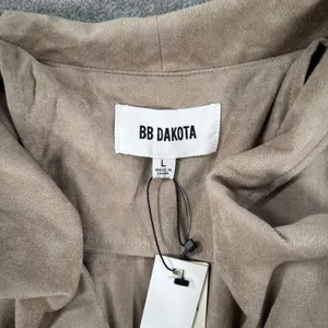 BB Dakota Open Front Moto Jacket Faux Suede Womens Large Beige New Anthropologie thumbnail 5